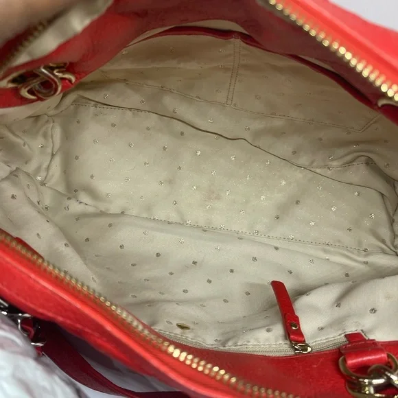 Kate Spade  Gold Coast Georgina  Marachino Red Quilted Leather Satchel Handbag - Picture 3 of 16